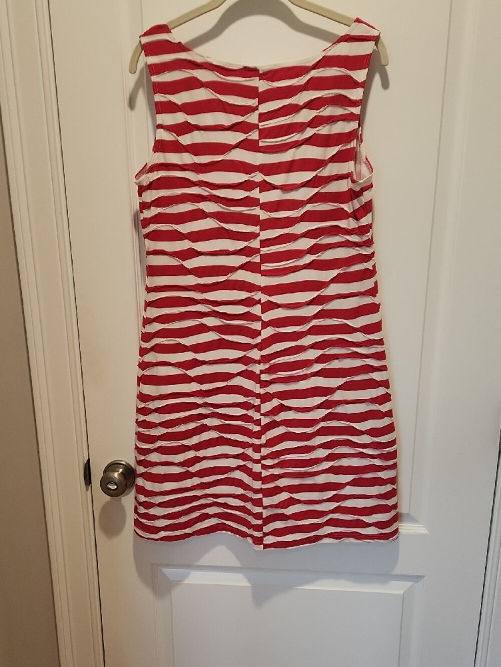 Papillon Blanc Red and White Striped Sleeveless Shift Dress - Picture 2 of 3